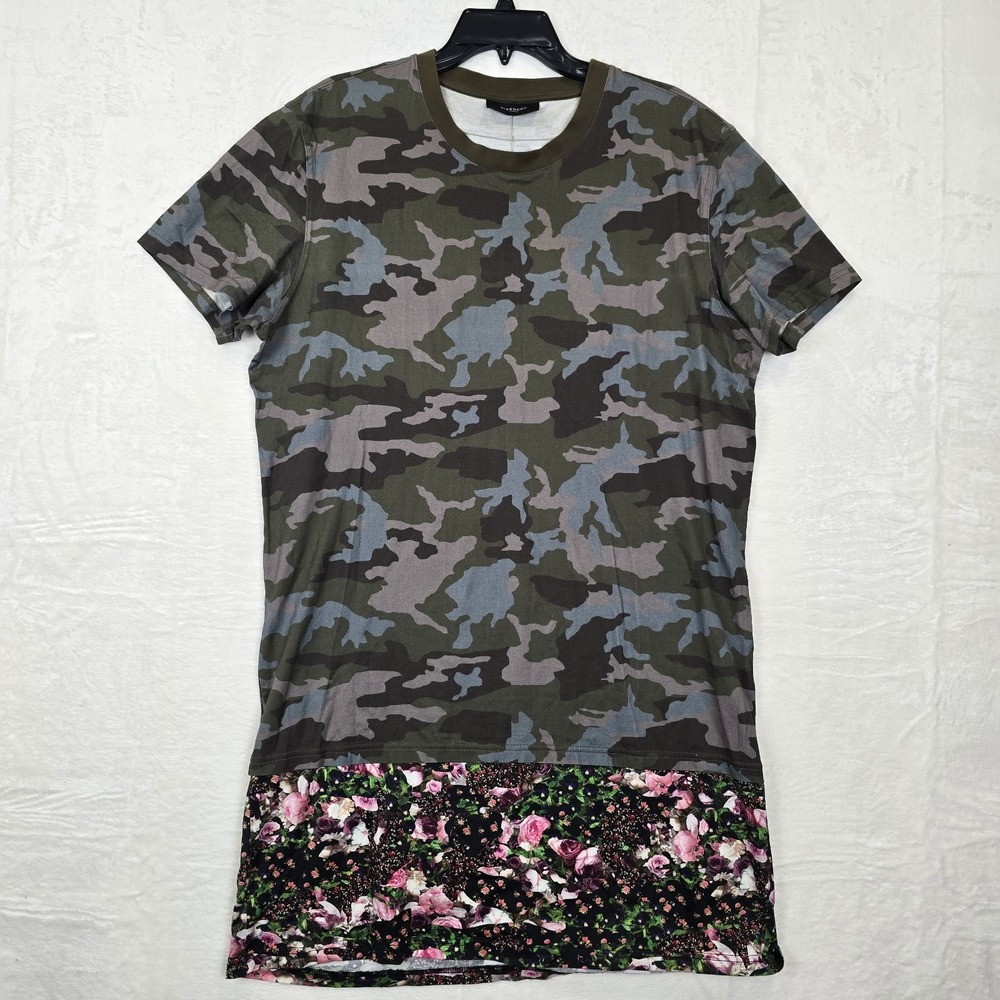 Givenchy Camo and Floral Print Layered Longline T-Shirt Men's Size XL SS14
